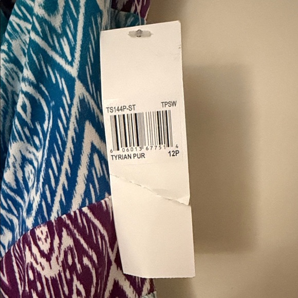 NWT wisp petites blue and Purple Patterned Dress size: 12P - Picture 3 of 9